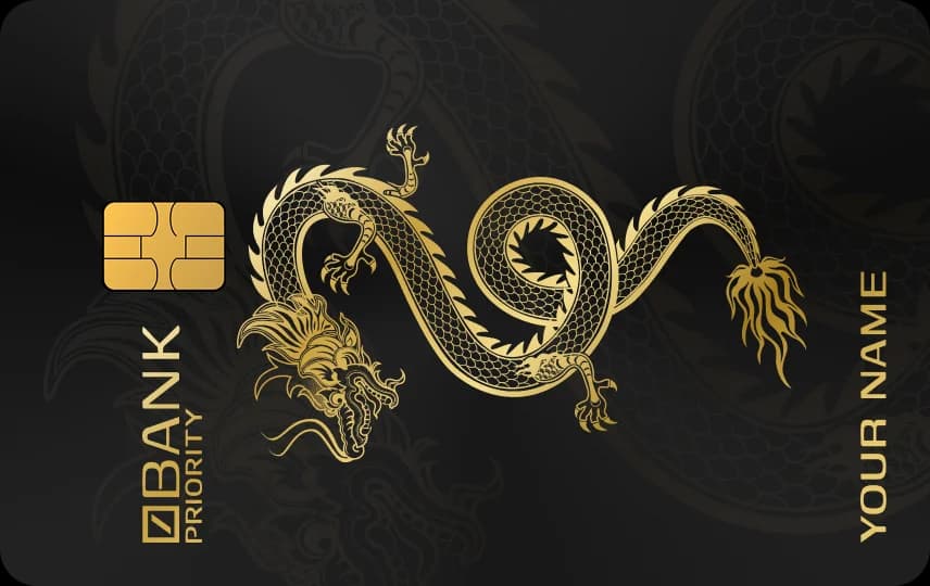 Rồng mảnh nhỏ uốn lượn giữa thẻ dọc, nền vân rồng mờ phía sau, khắc trên Thẻ đen nét vàng