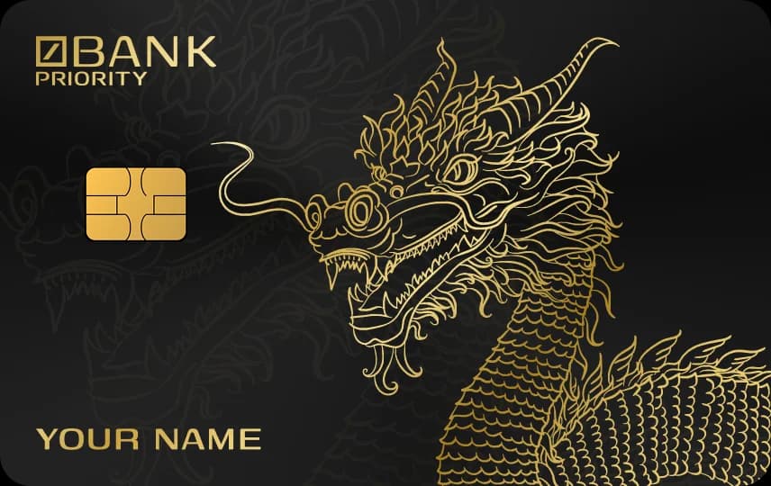 Rồng kiểu Việt nhìn trái với sợi râu dài vươn về phía chip, thân vảy góc phải, khắc trên Thẻ đen nét vàng
